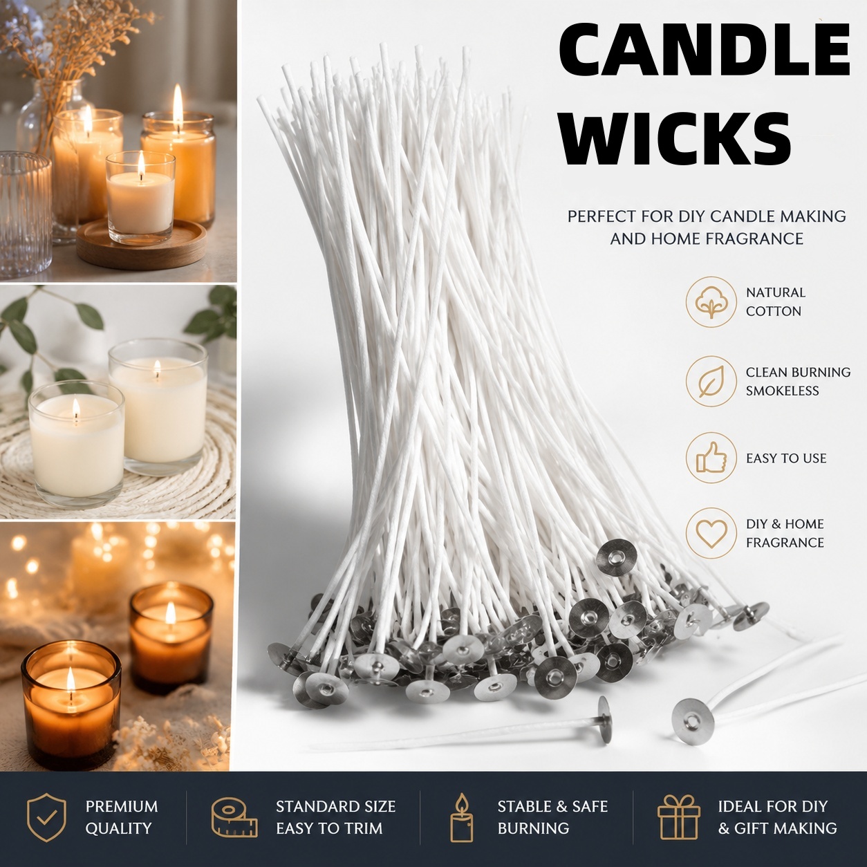 Candle Supplies Shop - Smokeless Candle Wicks Soy wax Pure