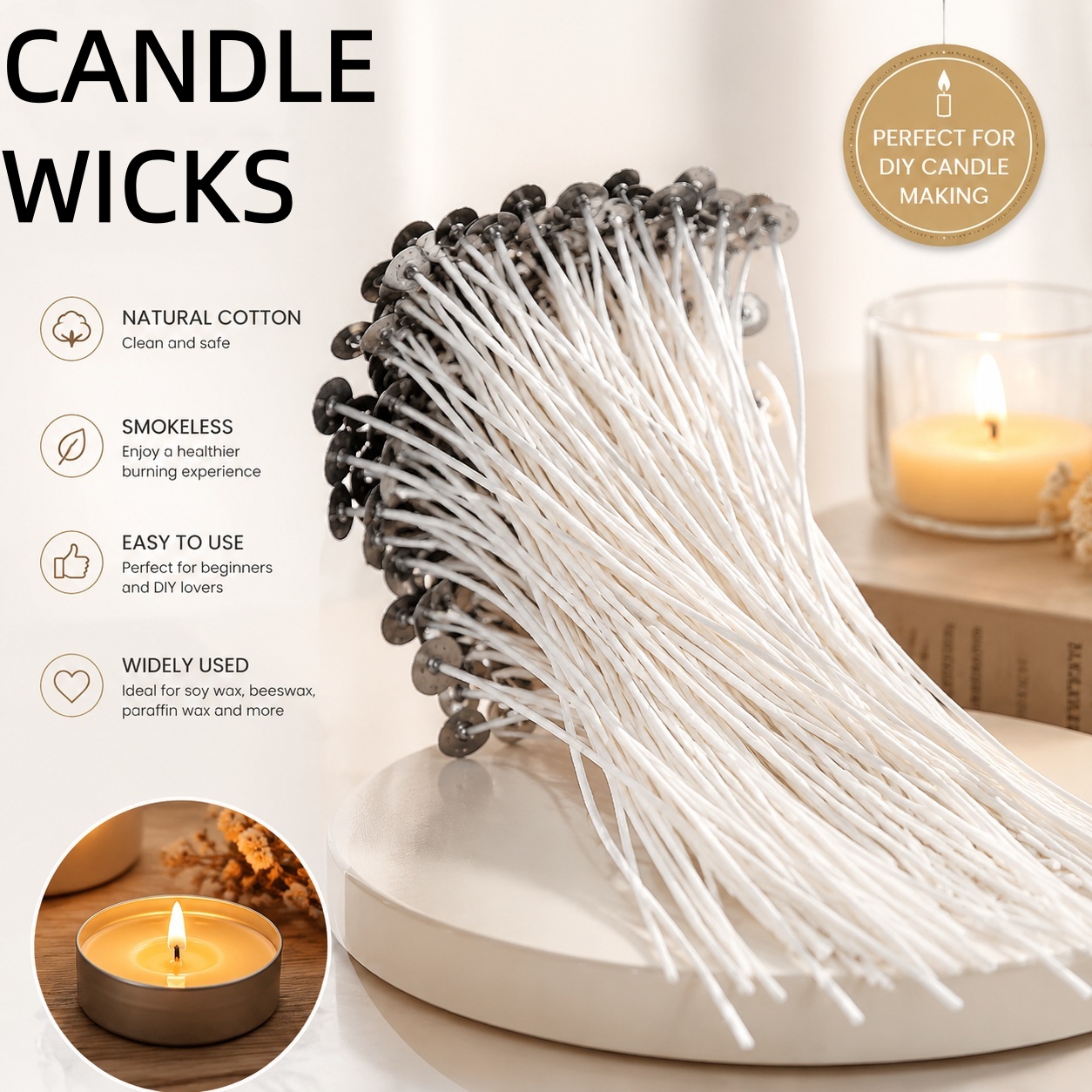 Smokeless Candle Wicks Soy wax - Candle Supplies Shop ulasan dan harga