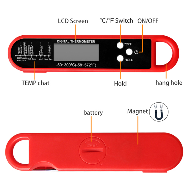 Foldable Meat Thermometer Digi - Digital Thermometer Probe ulasan dan harga